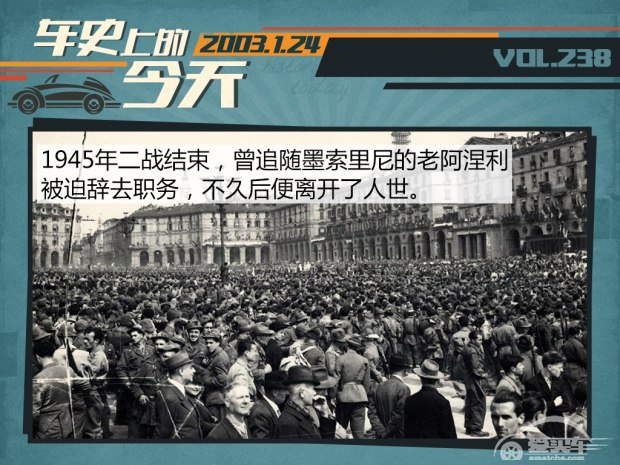 车史上的1月24日 意大利汽车教父逝世