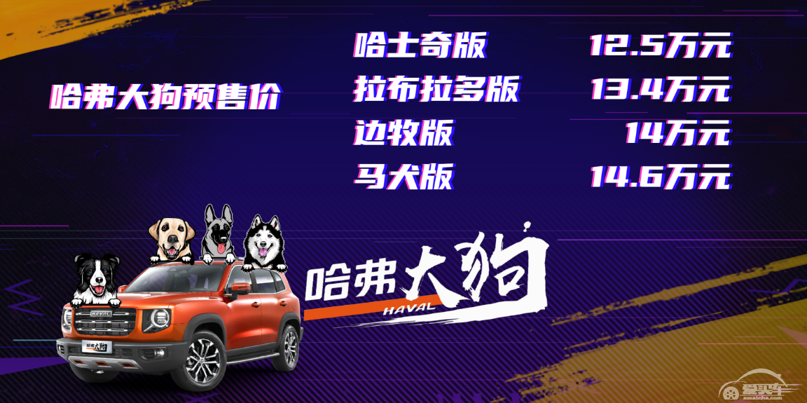 预售价12.5-14.6万  哈弗大狗“售宠莫惊”
