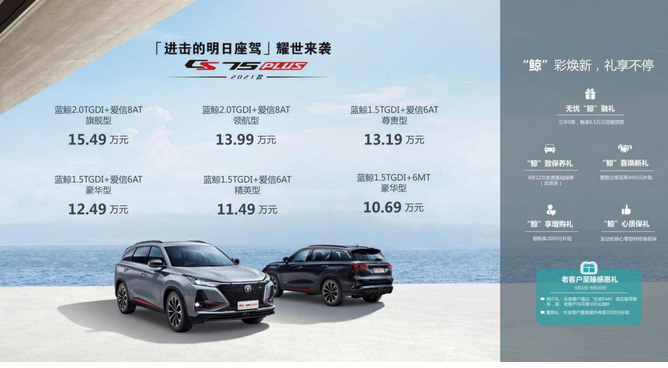 售价10.69万起 进击的明日座驾2021款长安CS75PLUS耀