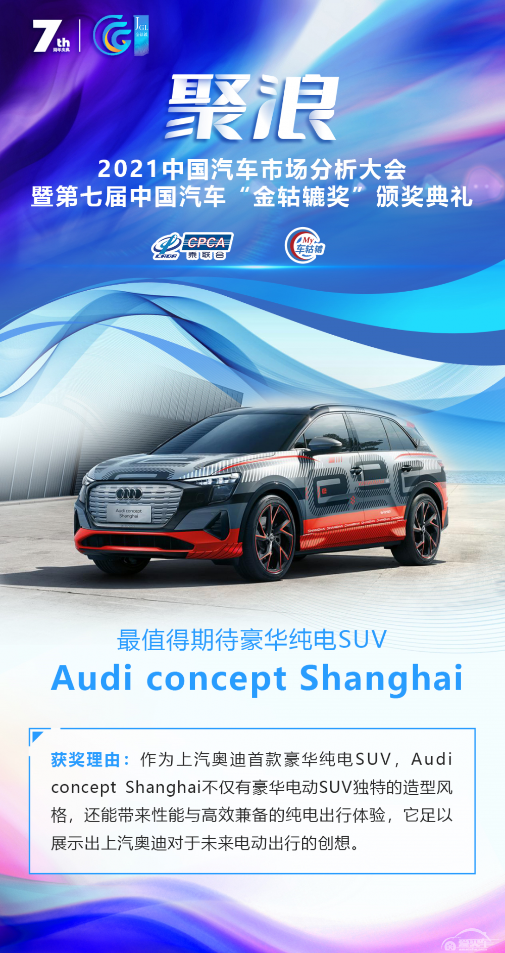 2021第七届中国汽车“金轱辘奖”最值得期待豪华纯电SUV：Audi concept Shanghai