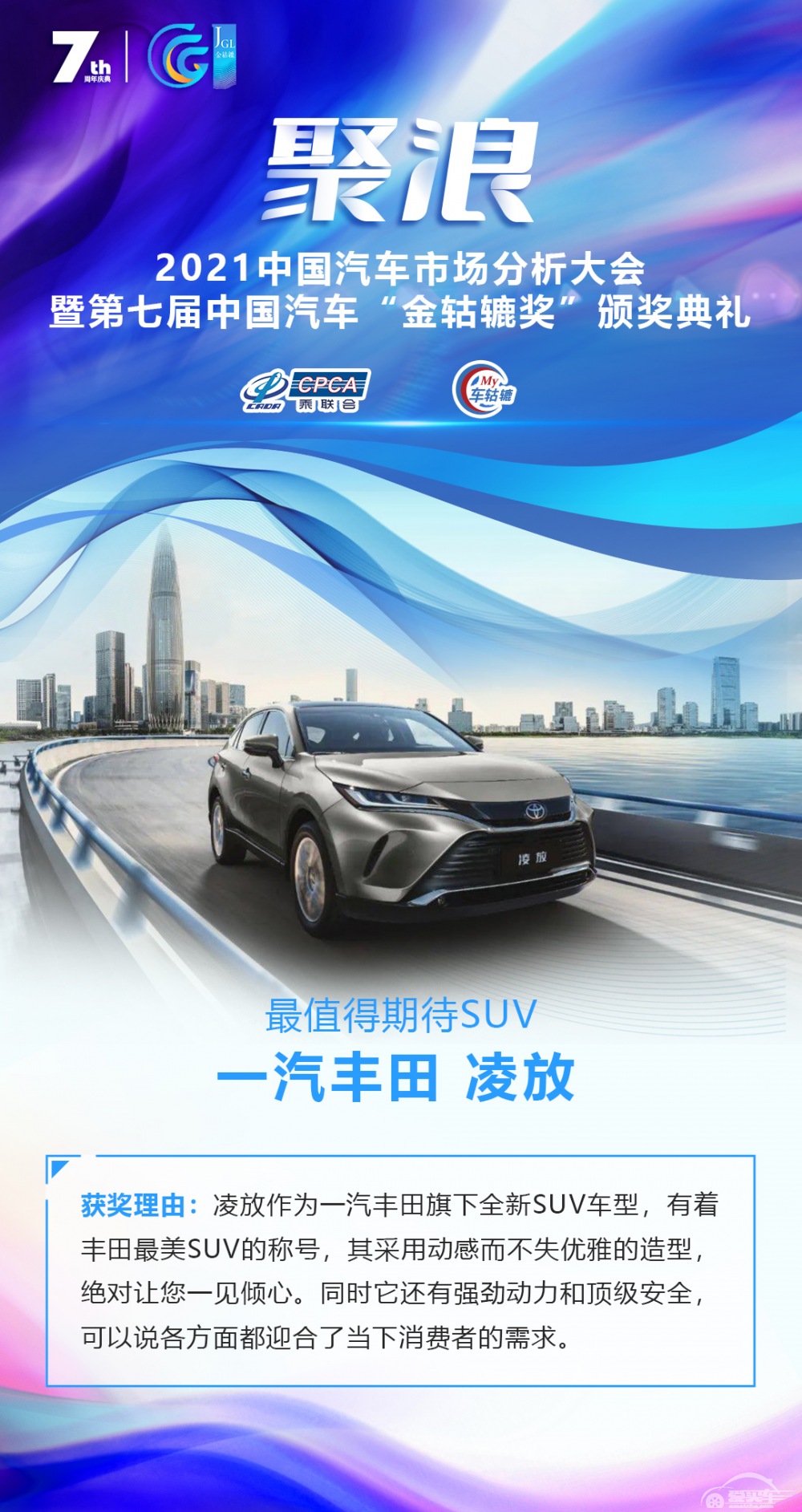 2021第七届中国汽车“金轱辘奖”最值得期待SUV：一汽丰田凌放