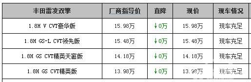 雷凌双擎店内有部分现车 环保家轿生力军