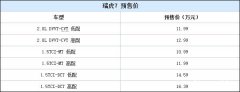  9月12日上市 瑞虎7预售10.99-16.39万 