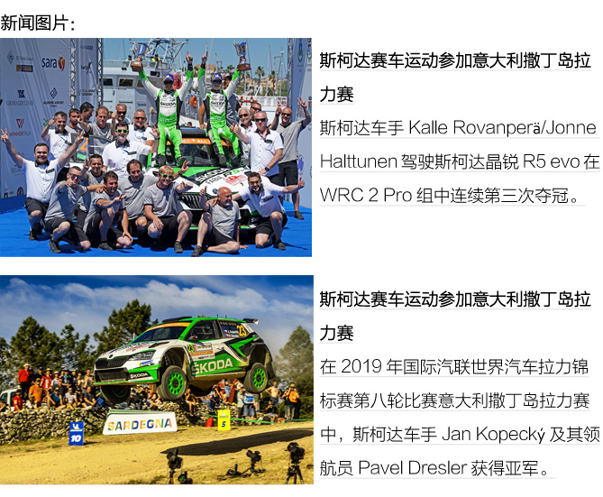  意大利撒丁岛拉力赛：斯柯达车手Kalle Rovanperä和Jan Kopecký包揽WRC 2 Pro组冠亚军 
