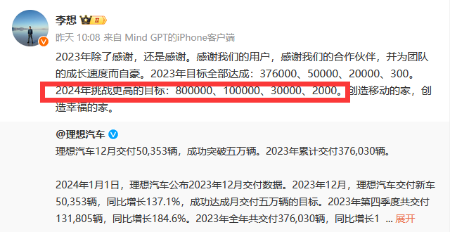 热点｜理想汽车的野望，一年要卖80万台新车？